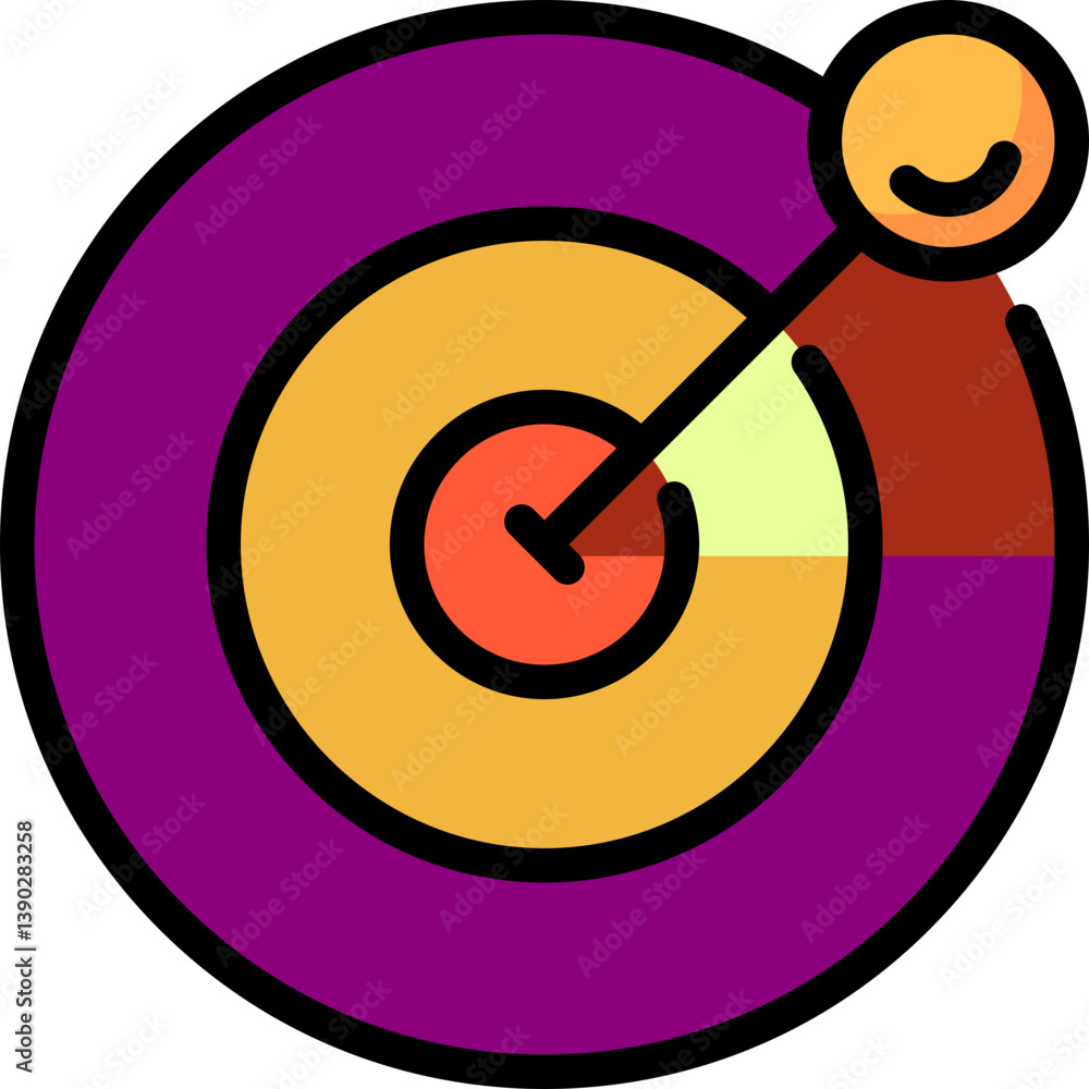 Poster target diagram illustration: an artistic representation of a target with a pointer, symbolizing goal