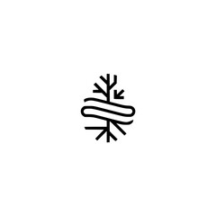 Minimalist Winter Abstract Icon: Tree with Flowing Elements
