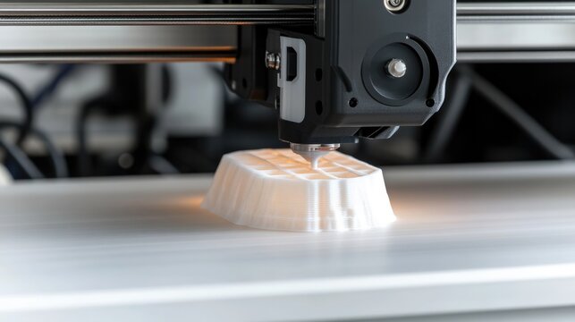 3D printing process showcasing intricate details of layered obje