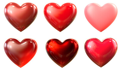 set of heart 3d illustration. Isolated on white background.