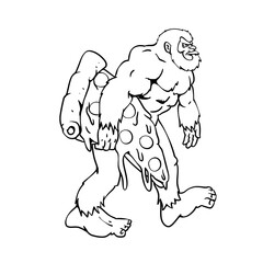 Bigfoot Pizza Food Lovers. Funny Bigfoot Carrying Pizza