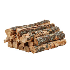 Pile of Rustic Firewood Stacked for Winter Season Fireplace High Quality Isolated Photo