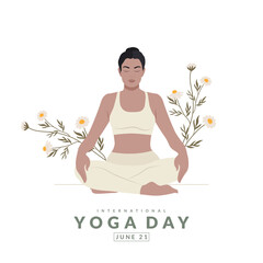 International Yoga Day. Young woman woman doing yoga for Yoga Day Celebration.