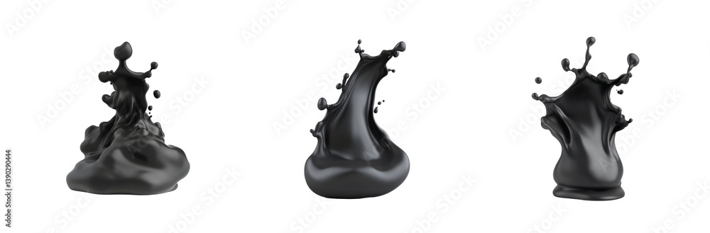 Aufkleber black ink splashes captured in dynamic and artful flowing movement