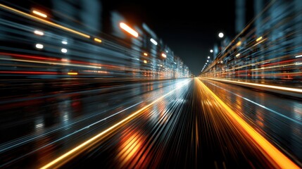 Innovative digital highway where luminous data streams rush forward, reflecting the speed of modern communication networks.