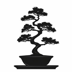 Serene Black Bonsai Tree: Artistic Japanese Culture and Home Decor with Curved Branches