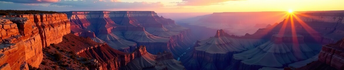 Majestic Grand Canyon with vibrant colors glowing in the sunlight,  wilderness,  breathtaking
