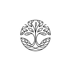 Minimalist Tree of Life Logo Design, Modern Emblem on White