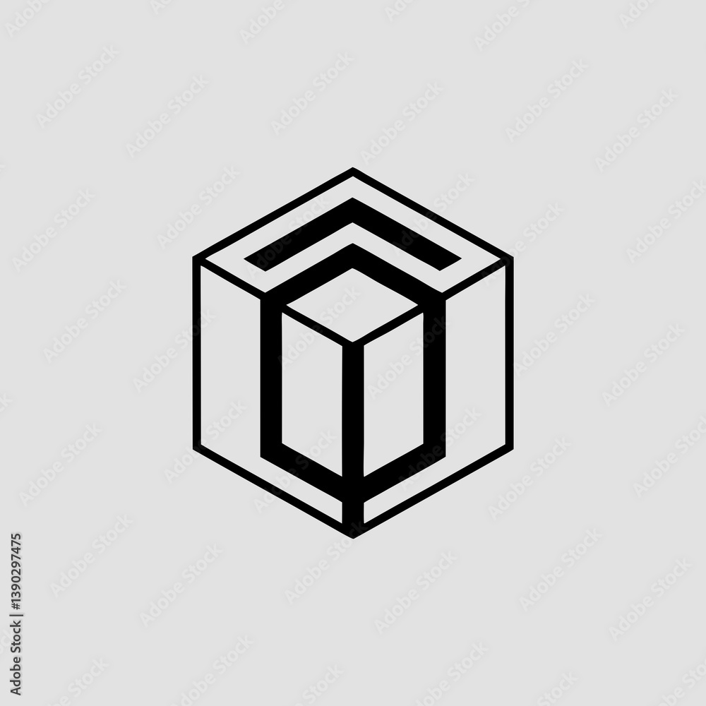 Poster isometric cube with inner cube and arrow shaped design