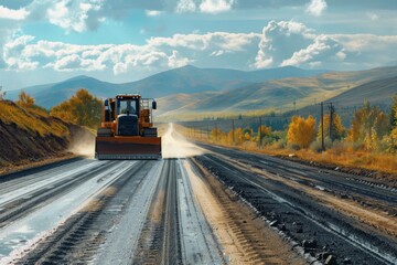 Bulldozer on a road