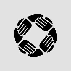 Obraz premium Hands joined in a circle forming a symbol of unity team