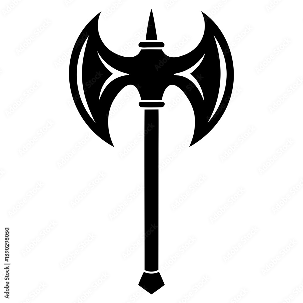 Poster high-quality vector of black double-headed axe vector illustration isolated on transparent backgroun