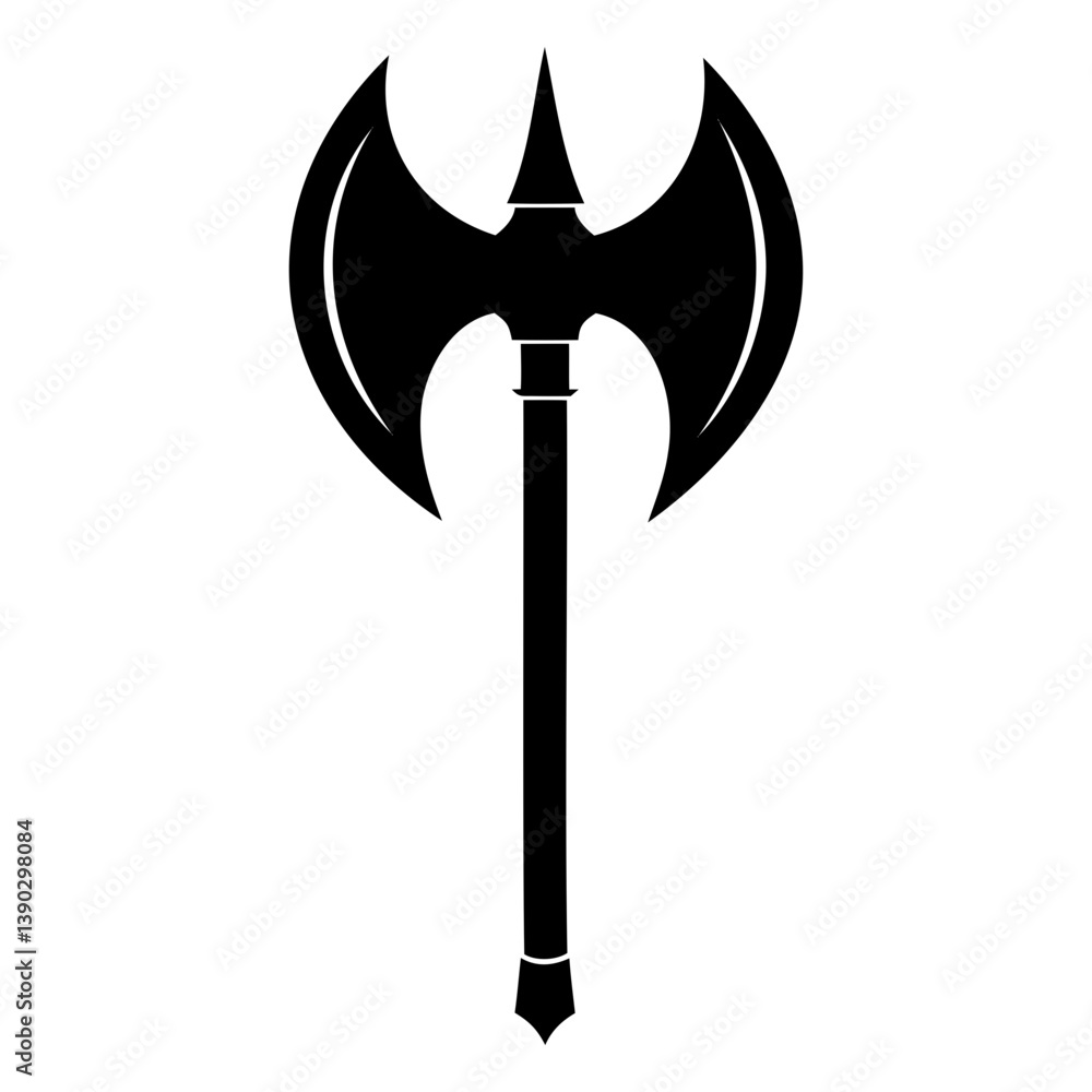 Poster high-quality vector of black double-headed axe vector illustration isolated on transparent backgroun