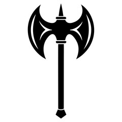 High-Quality Vector of Black Double-Headed Axe vector illustration Isolated on Transparent Background