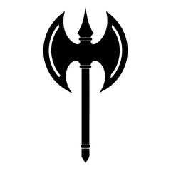 Black Double-Headed Battle-Axe Vector Illustration Isolated on Transparent Background