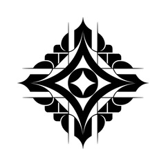 Abstract Geometric Black & White Ornament, Deco Style