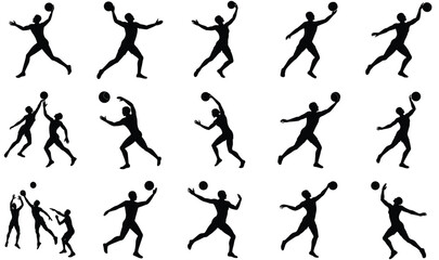 volleyball playing silhouette isolated on white background