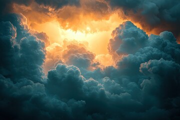 Fototapeta premium Dramatic cloudscape, sun breaking through