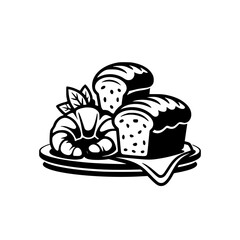Bakery Vector Illustration: Bread, Croissant, and Plate