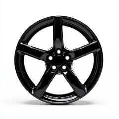 Obraz premium black alloy wheel in white background