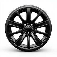 Obraz premium black alloy wheel in white background