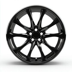  black alloy wheel in white background