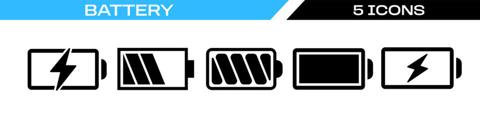 battery icon set. battery icons