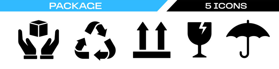 Packaging icon. Package symbols set.