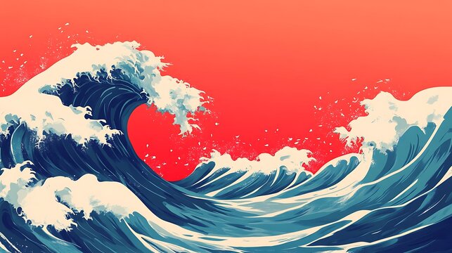 Stylized ocean wave art.