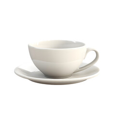 Obraz premium A 2D front view of a white ceramic coffee cup with saucer, smooth glossy finish, subtle shadows, studio lighting