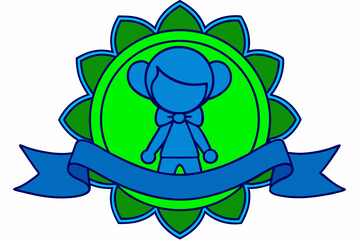 abstract green background with blue ribbon