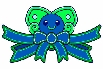 abstract green background with blue ribbon