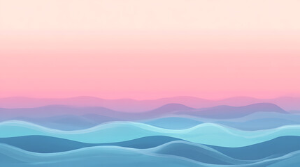 Fototapeta premium Pastel pink and blue wavy landscape.