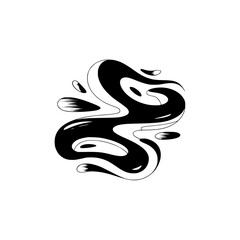 Abstract Black & White Flowing Design on White Background