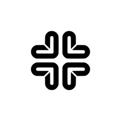 Abstract Black Cross Logo on a Gradient White Background