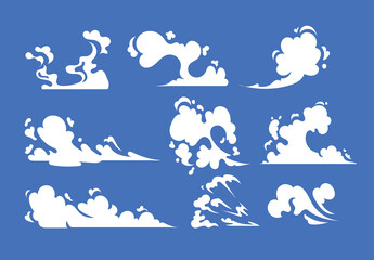 Cartoon smoke clouds effects vector