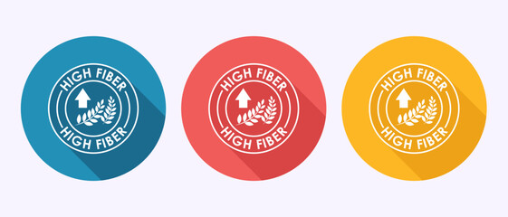 Obraz premium High fiber food icon design illustration. High fiber badge label vector in shadow button design
