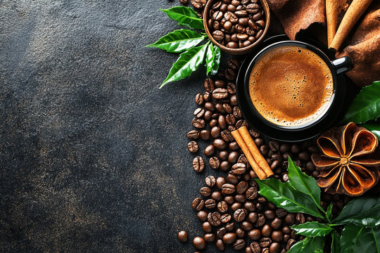 Fresh Brewed Coffee with Roasted Beans and Spices &ndash; Gourmet Morning Blend Aesthetic