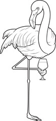 Flamingo Red wine Animal Vector Graphic Art Illustration