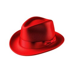 Red hat fashion accessory headwear style brim clothing elegant apparel isolated on white background