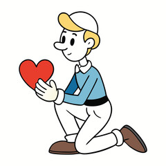 A stick figure kneels lovingly, holding a heart out with both hands, expressing pure romance and devotion in the simplest, sweetest gesture of love.