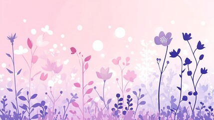 Pastel floral meadow silhouette.