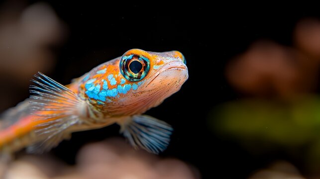 Colorful fish macro shot in underwater environment