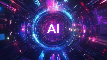 Obraz premium Abstract, graphic letters 'AI' at the center
