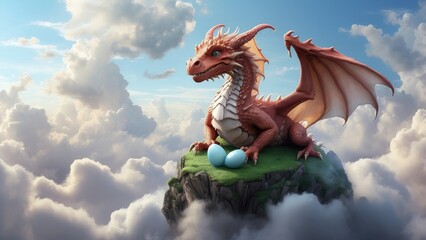 Adorable Baby Dragon Playing with a Ball – Chinese New Year Themed Wallpaper