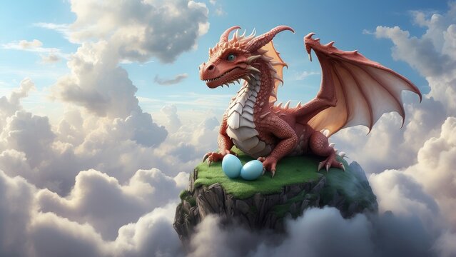 Adorable Baby Dragon Playing with a Ball – Chinese New Year Themed Wallpaper