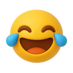 3D emoji face laughing with tears and wide open mouth on transparent background