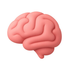 3D pink brain icon isolated on transparent background