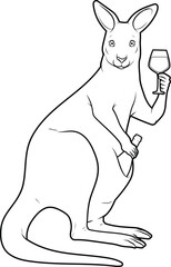 Kangaroo Red wine Animal Vector Graphic Art Illustration