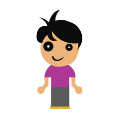 Cute Cartoon Boy Character in Purple Shirt – Flat Vector Style Illustration